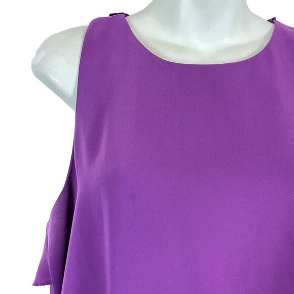 Ann Taylor Loft Petites Womens Purple Ruffle Sleeveless Casual Mini Dress sz M P - Picture 8 of 16